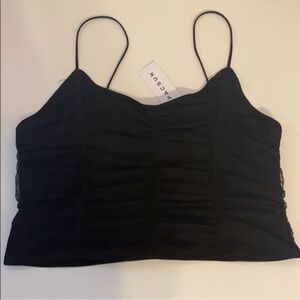NWT PACSUN BLACK RUCHED MESH TANK TOP